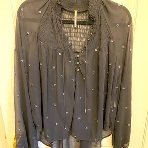 Free People smocked sheer blouse